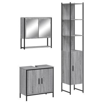 Berkfield Home 3 Piece Bathroom Furniture Set Grey Sonoma Engineered Wood