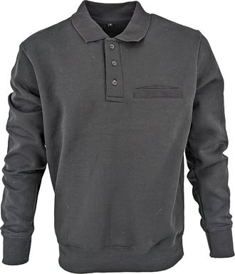 Generic Mens Pullover Sweatshirt collared neck chest pocket (Black, XXL)