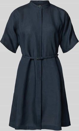 HUGO BOSS Tailliertes Freizeitkleid aus Lyocell-Leinen-Mix Modell DALINIA in Marine, Gr&ouml;&szlig;e 32