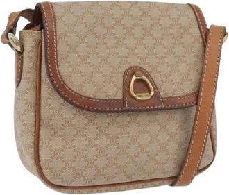 Celine Pre-owned Macadam Canvas Schoudertas - Dames - Vintage Schoudertas - Beige - ONE Size - Leer - Vintage