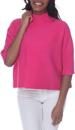 Rain + Rose Mock Neck Boxy Sweater in Fuchsia at Nordstrom Rack, Size X-Large