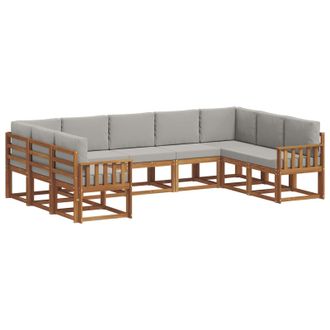 vidaXL Set Di Divani Da Esterno 9 Pz Grigio Naturale E Chiaro Vidaxl