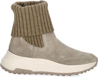 Hogan High-Top Suede Sneakers With Elasticated Fabric Panels