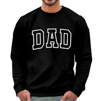 Generic Mens Jumpers Sweatshirt Men Dad Print Crewneck Loose Sweatshirt Casual Long Sleeve Pullover Tops (Black, M)