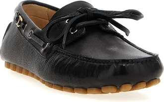 Valentino Garavani Mens Black Buffalo Leather Slip-On Loafers