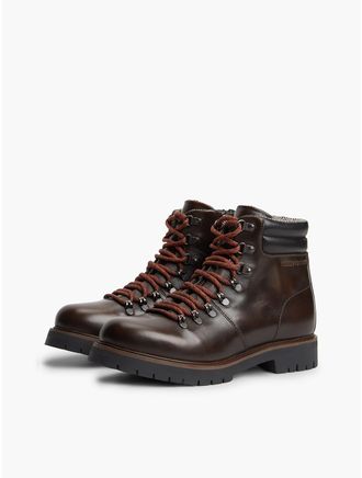 Tommy Hilfiger Mens Waterproof Leather Lace-Up Boot - Brushed Brown - US 11.5 / EU 45