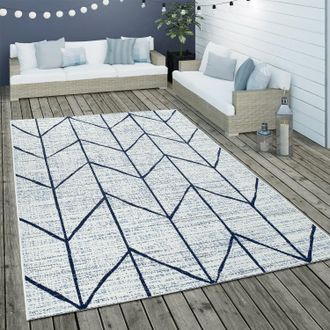 Paco Home Paco Home - Alfombra De Tejido Plano Interior Y Exterior Motivo Escandinavo Geom&eacute;trico Blanco 120x170 Cm