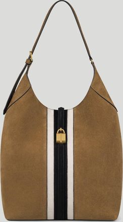 DeMellier The Large Siena Bucket in Tobacco Suede & Black Suede Leather Shoulder bag