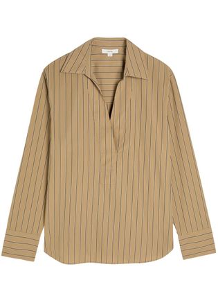 Vince Striped Cotton-poplin Popover Shirt - Sand - S (UK8-10 / S)
