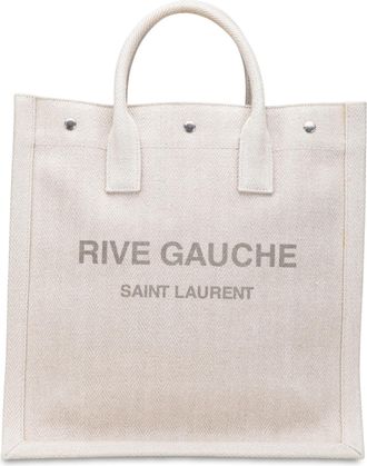 Saint Laurent Pre-owned Womens Canvas Rive Gauche North South Tote - Ivory Textile - One Size