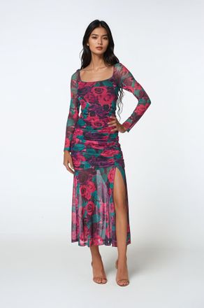 Bebe Womens Mesh Open Back Midi Dress