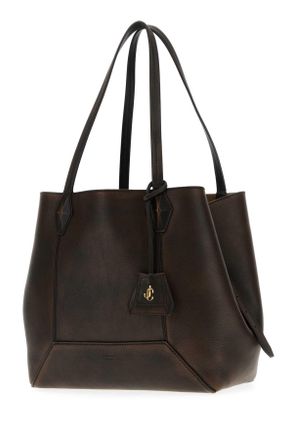 Jimmy Choo London Womens Dark Brown Leather Diamond Shopping Bag Cognacgold Borse A Mano