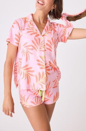 PJ Salvage Electric Summer Butter Jersey Short Pajamas in Pink Melon at Nordstrom, Size X-Small
