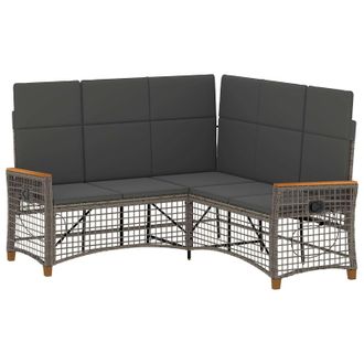 vidaXL Conjunto De Sof&aacute; Reclinable De Jard&iacute;n Manual Gris Y Gris Oscuro Vidaxl