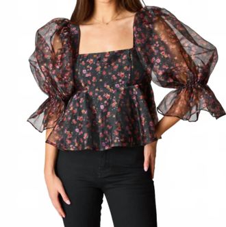 BuddyLove Pammie Floral Fantasy Top In Black / Pink