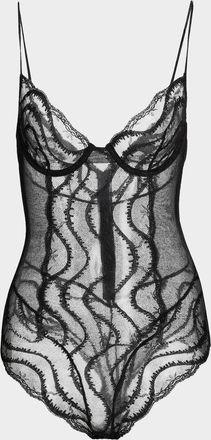 Kiki De Montparnasse Leche Moi Embroidered Tulle Bodysuit