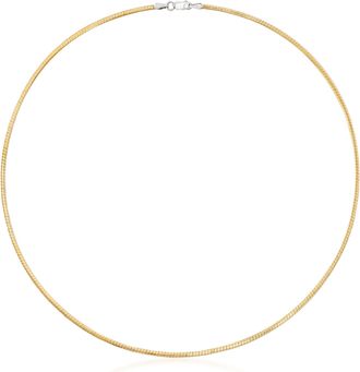 Ross-Simons Italian 2mm Reversible Omega Necklace in Sterling Silver and 18kt Gold Over Sterling