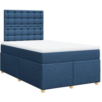 vidaXL Cama Box Spring Con Colch&oacute;n Tela Azul 120x200 Cm Vidaxl