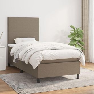 vidaXL Cama Box Spring Con Colch&oacute;n Tela Gris Taupe 80x200 Cm Vidaxl