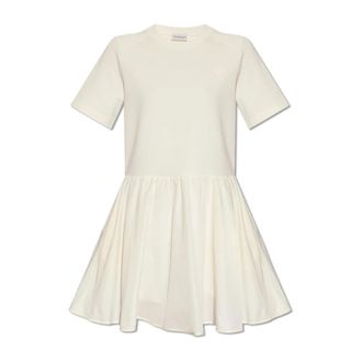 Moncler Jurk met korte mouwen - Dames - Korte kleedjes - Beige - S - Katoen - Kleedjes