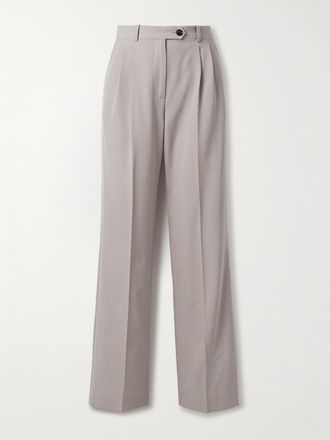 The Row Pantaloni A Gamba Dritta In Misto Seta, Lana E Cotone Virgil - Grigio