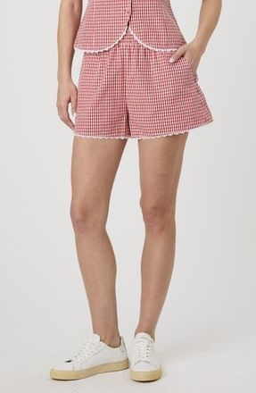 French Connection Gingham Lace Trim Shorts in Strawberry/White Gingham at Nordstrom Rack, Size X-Small