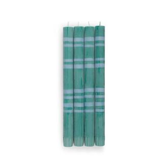 British Colour Standard Striped Dinner Candles - Set of 4 in Beryl Green/moonstone at Nordstrom