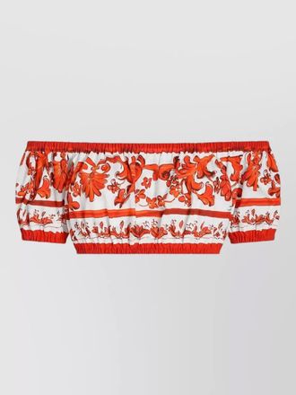 Dolce & Gabbana majolica print poplin off shoulder top