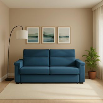 Dmora Dmora - Sof&aacute; Cama 2 Plazas Rigolato, Sof&aacute; Convertible Para Sal&oacute;n, Acolchado, Desenfundable, Calidad 100% Made In Italy, 185x95 H100 Cm, Azul