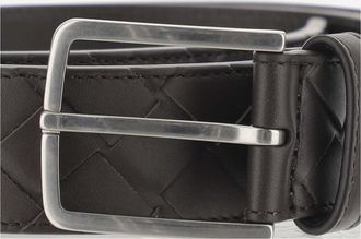 Bottega Veneta Mens Leather Belt Intreccio Calfskin Brown