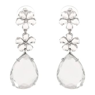Self Portrait Earrings, female, Gray, Size: ONE SIZE Crystal Flower Tiered Earrings