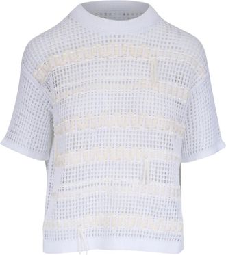 Lafayette 148 New York T-shirt in cotone con ricamo - Bianco