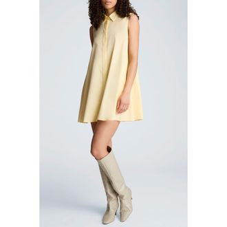 Kenneth Cole Sleeveless Trapeze Mini Shirtdress in Pastel Yellow at Nordstrom, Size 10