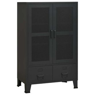 vidaXL Ba&uacute;l De Almacenaje Industrial Metal Negro 70x40x115 Cm Vidaxl