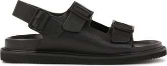 Kazar Schoenen, Heren, Zwart, 40 EU, Leer, Leren sandalen met metalen gesp