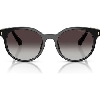 Michael Kors Pienza 53mm Gradient Round Sunglasses in Black /Light Grey Gradient at Nordstrom