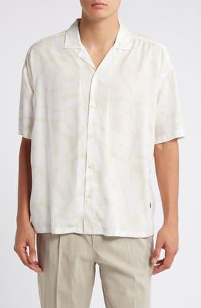 BOSS Drew Relaxed Fit Lyocell Camp Shirt in Open Wht at Nordstrom Rack, Size Xx-Large