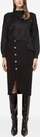 Nissa button-detail midi skirt - women - Polyester/Rayon/Spandex/Elastane/Polyester/Spandex/Elastane - 36 - Black