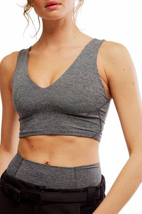 Free People Never Better Crop Cami Top In Black Heather