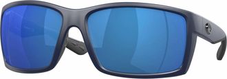Costa Mens Reefton Rectangle Sunglasses In Matte Dark Blue/blue Mirror