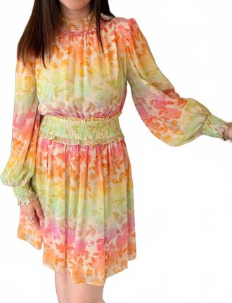Fate Pastel Bloom Smocked Dress In Multicolor