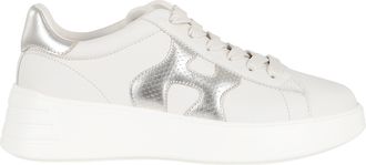 Hogan White Rebel H Punched Side-Logo Leather Sneakers