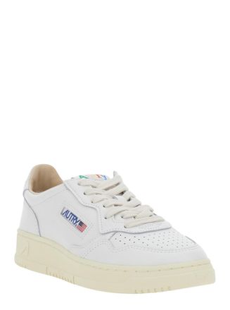 Autry Womens Leather Sneakers With Contrasting Heel White Trainers