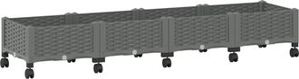 vidaXL Macetero De Jard&iacute;n Con Ruedas Gris Claro 160 X 40 X 33 Cm Pp Vidaxl