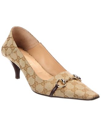 Gucci Vittioria Gg Supreme Canvas & Leather Pump