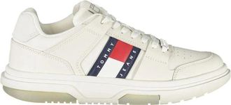 Tommy Hilfiger Witte Leren Dames Sneaker - Dames - Sneakers - Wit - 36 EU - Leer - Schoenen