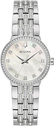 Bulova Diamond Mother-of-Pearl Bracelet Watch, 28.5mm in Silver at Nordstrom Rack