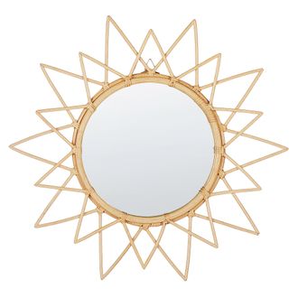 Beliani Beliani - Espejo De Pared Marco De Rat&aacute;n Natural &Oslash; 61 Cm Colgante Sala De Estar Moderno Aroek