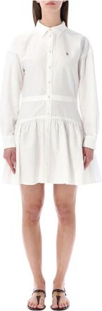Polo Ralph Lauren Cotton Overhemdjurk - Dames - Shirt Kleedjes - Wit - M - Katoen - Kleedjes