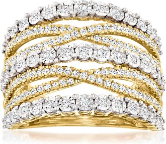 Ross-Simons Diamond Multi-Row Ring in 18kt Gold Over Sterling